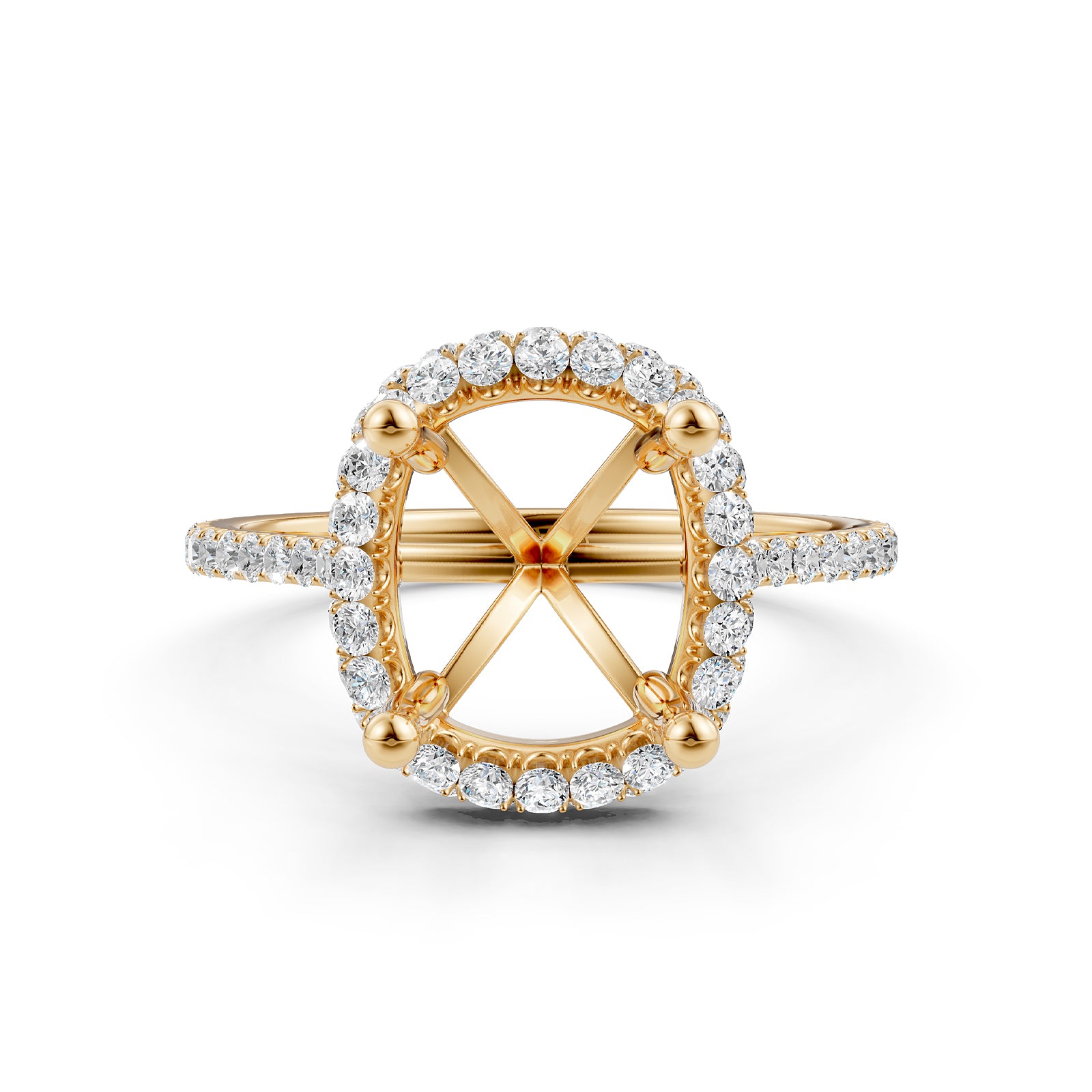 Double Halo Semi Mount Lab Grown Diamond Engagement Ring 0.53 Ct.